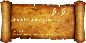 Justin Jusztina névjegykártya